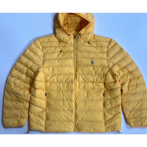 Polo Ralph Lauren Yellow Packable Puffer Jacket Water Repellent Men’s 2XL NWT - Picture 9 of 16